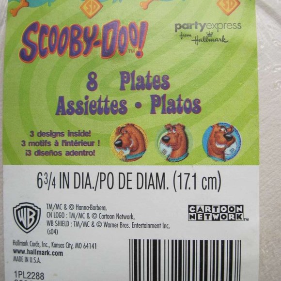 8 Scooby -Doo! 6 3/4" 3 Designs Paper Plates Birthday Party Express Hallmark Dog - Picture 5 of 9